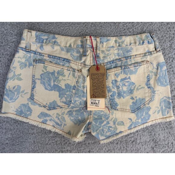 Current/Elliott Womens Blue Rose Boyfriend Shorts Size 29 Cotton Blend High Rise - Picture 2 of 13